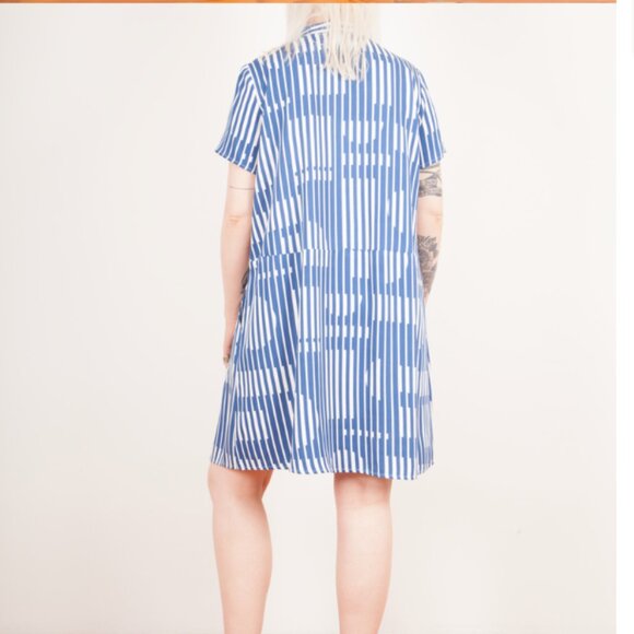 Dusen Dusen Oversized Tee Dress - Blue Blinds - Size Large - Picture 2 of 5